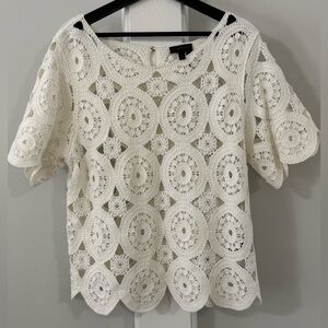 Donna Karan Crochet Cotton Sweater - L